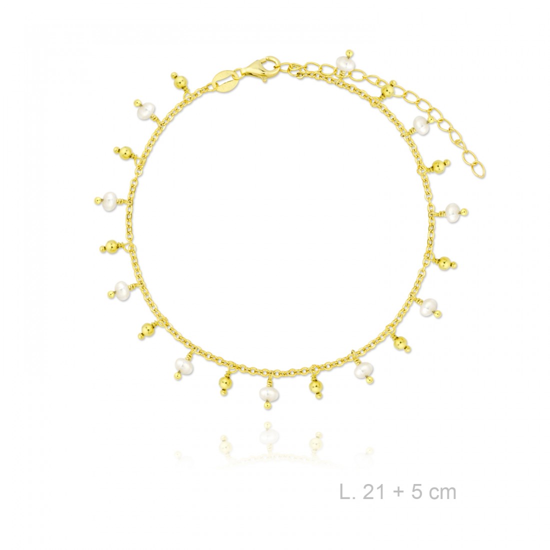 Tobillera Bolitas - Perlas en Dorado
