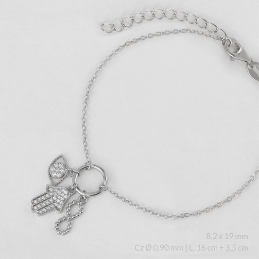 Pulsera Mano de Fatima infinito ojo turco