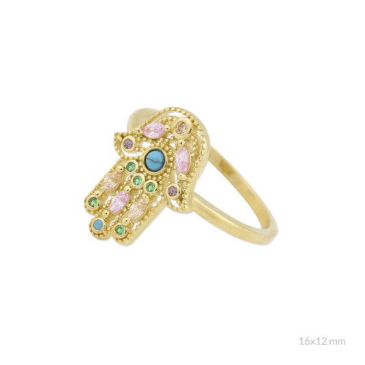 Anillo Hamsa Protección - Mano de Fátima