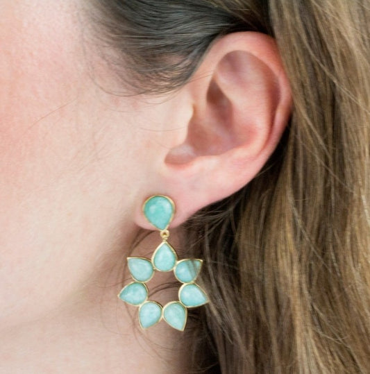 Pendientes Natalia Verde Agua Dorados