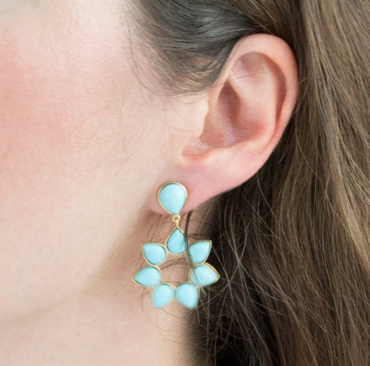 Pendientes Sofía Azul Dorados