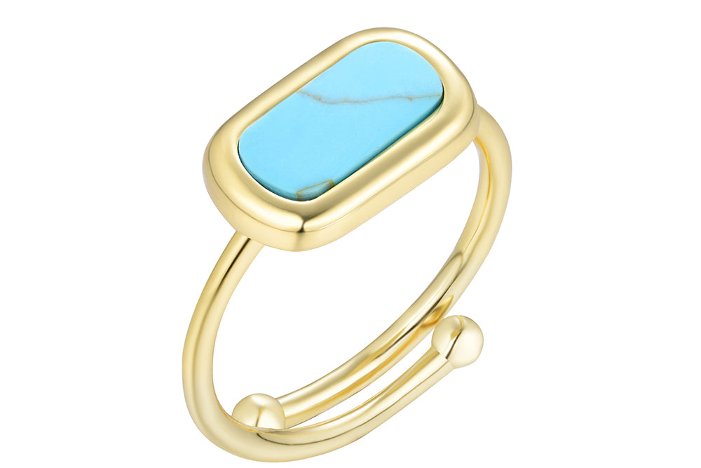 Anillo abierto Malaquita o Turquesa