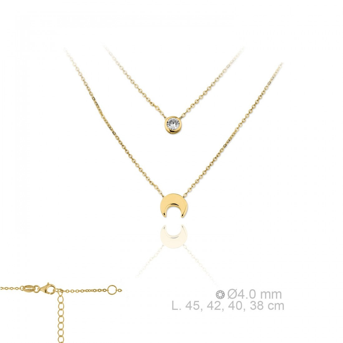 Gargantilla Doble Chatón más Luna Dorada