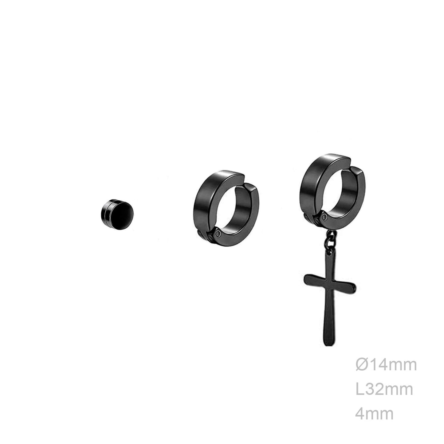 Pack 3 pendientes Negro