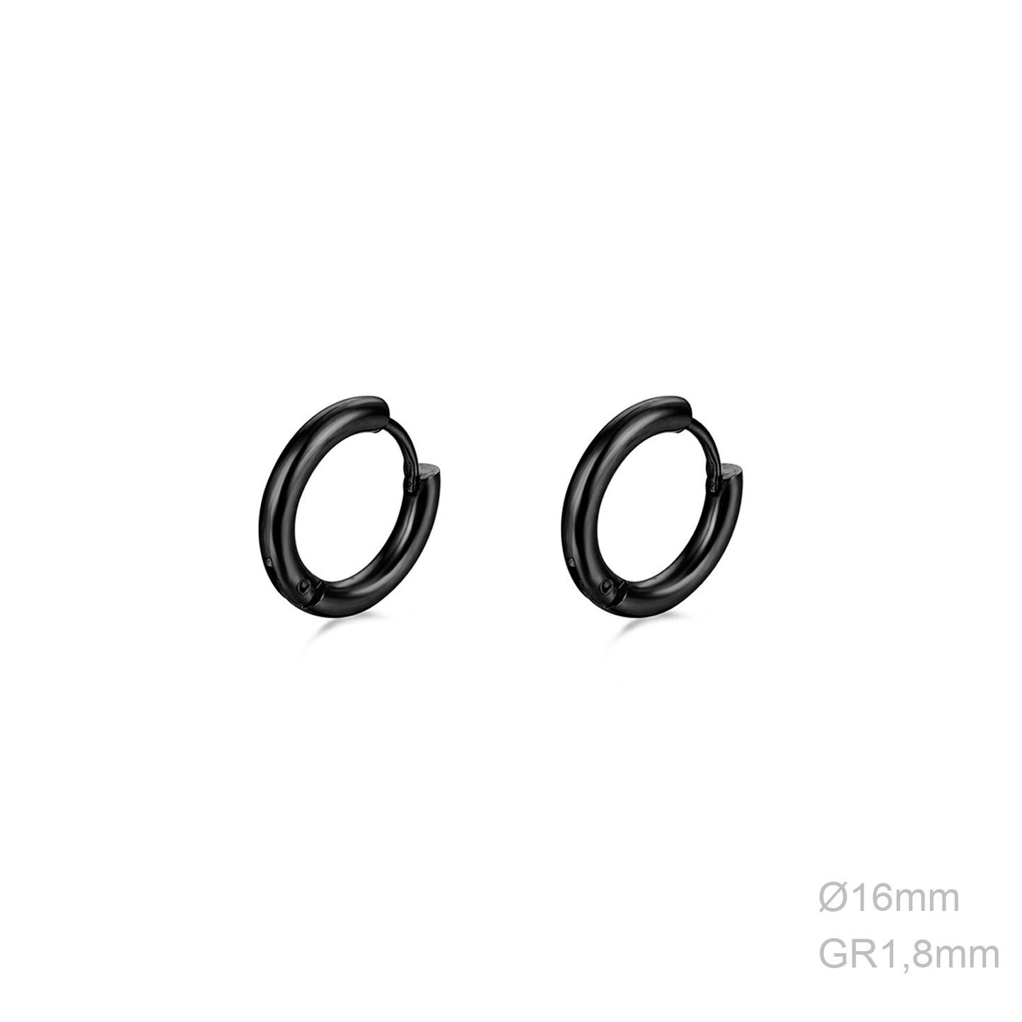 16mm black earrings
