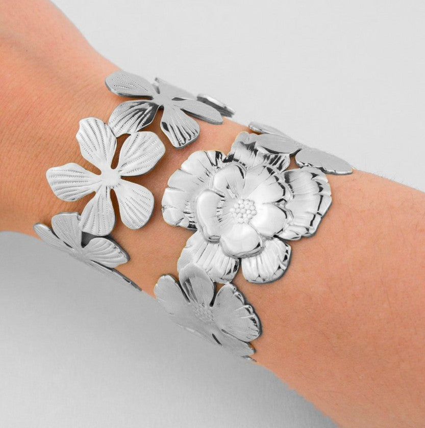 Pulsera Acero Flores