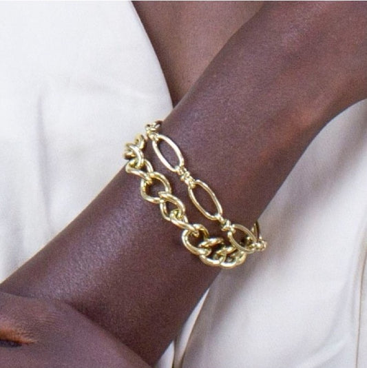 Pulsera Eslabón Ancho Dorada