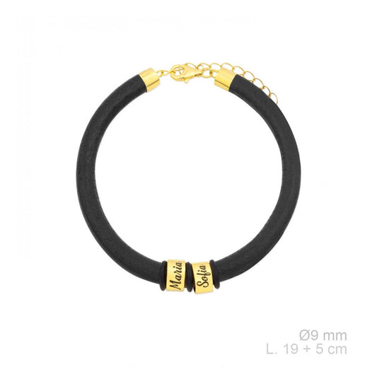 Pulsera Cuero chapada en Oro Personalizada