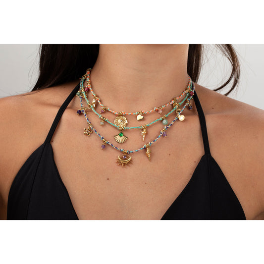 Collar Hilo Concha Mineral Natural