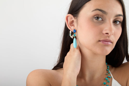Pendientes de Acero con Piedras Naturales