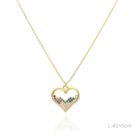 Gargantilla Corazón Circonitas Mixcolor