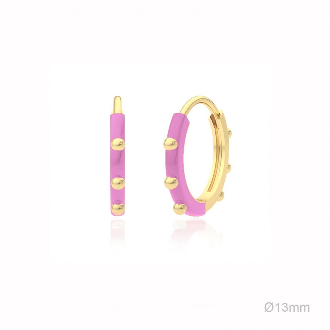 Pendientes de Aro "Dotty"- Plata de Ley 925 con baño de oro y esmalte