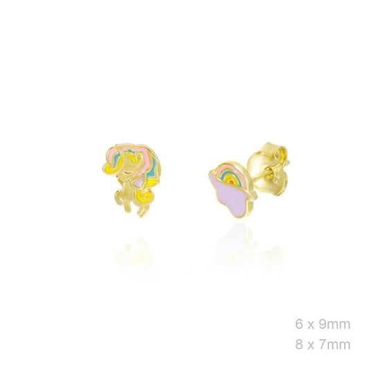 Pendientes "Unicorn Magic" – Plata de Ley 925 con Esmalte Multicolor
