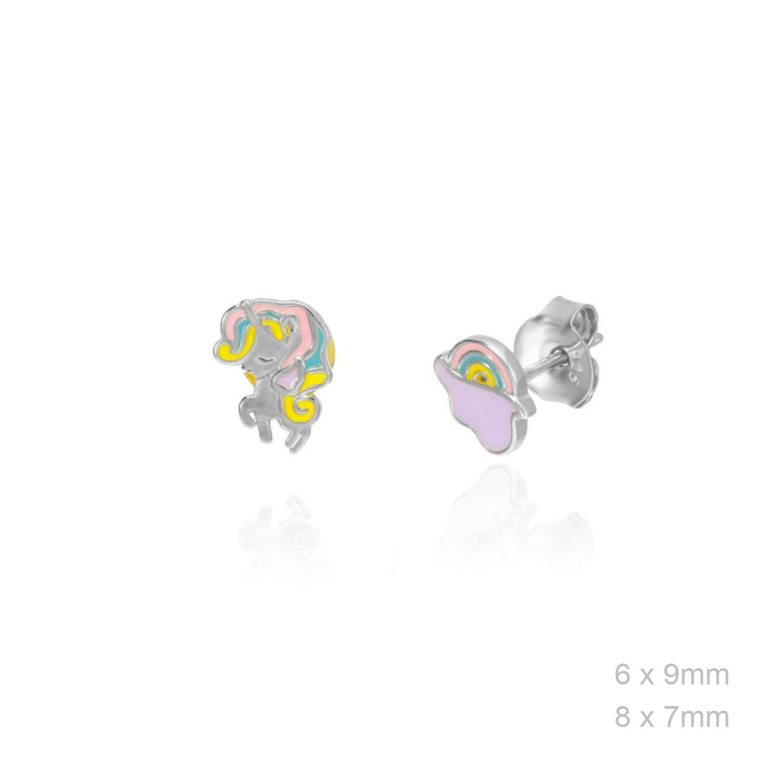 Pendientes "Unicorn Magic" – Plata de Ley 925 con Esmalte Multicolor