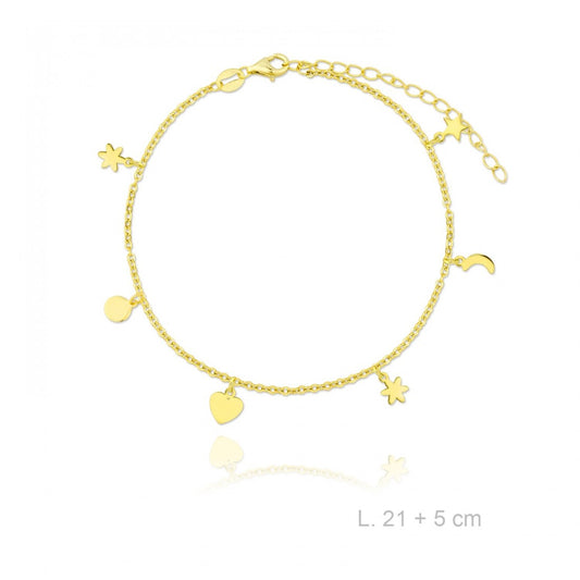 Tobillera Luna - Disco- Corazón- Flor