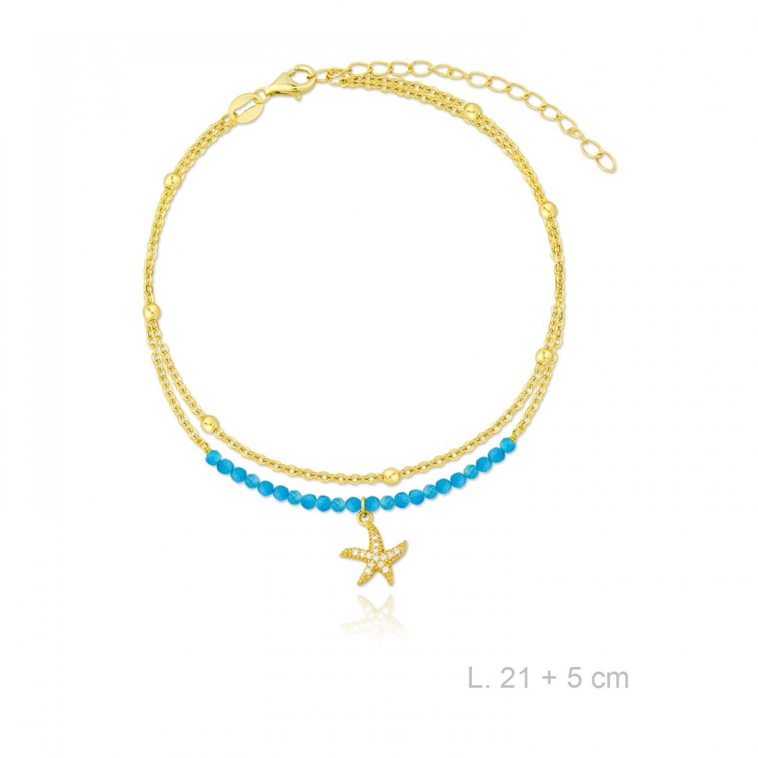 Tobillera piedras Estrella de Mar Dorada