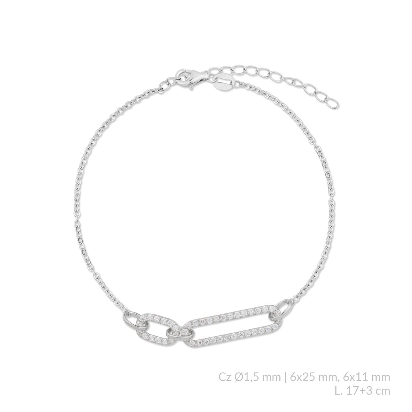 Pulsera Link Pavé Eslabones - Plata 925