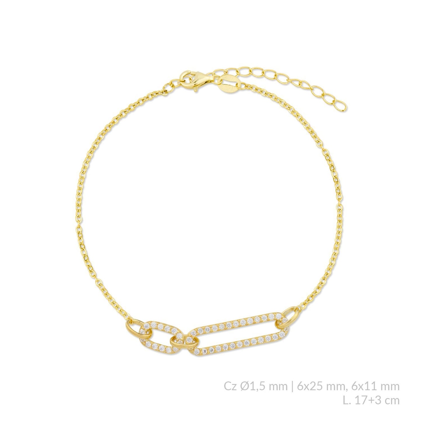 Pulsera Link Pavé Eslabones - Plata 925