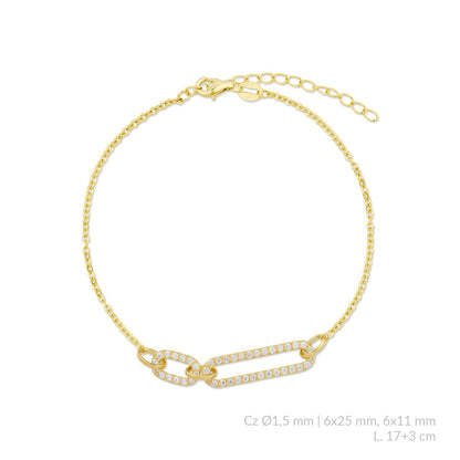 Pulsera Link Pavé Eslabones - Plata 925