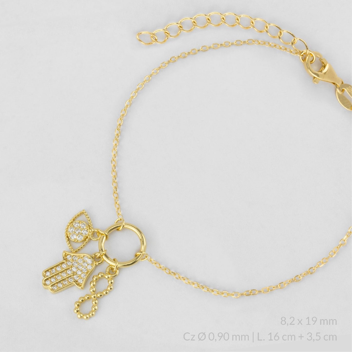 Pulsera Mano de Fatima infinito ojo turco