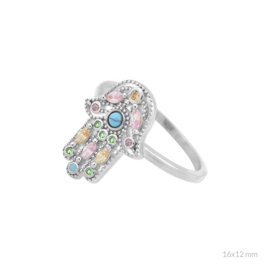 Anillo Hamsa Protección - Mano de Fátima