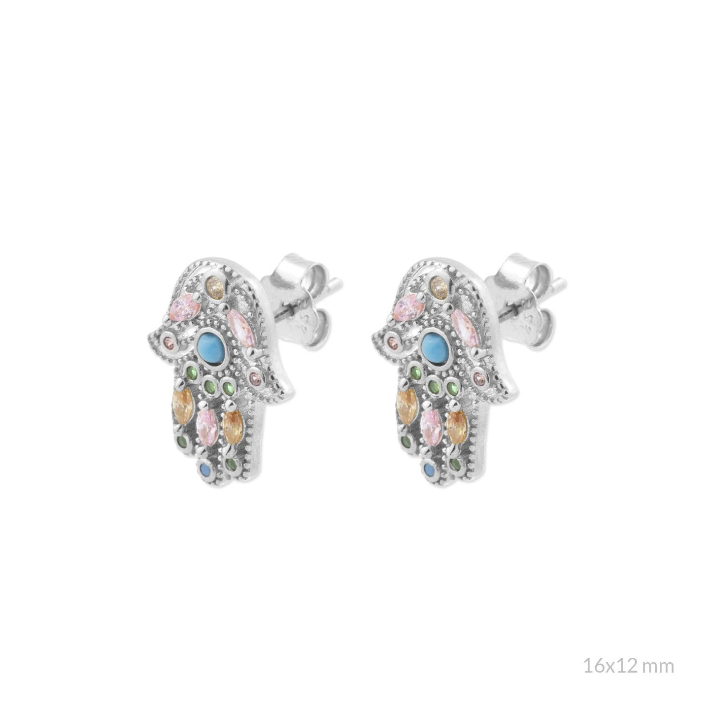 Pendientes Hamsa Amuleto Stud - Mano de Fátima
