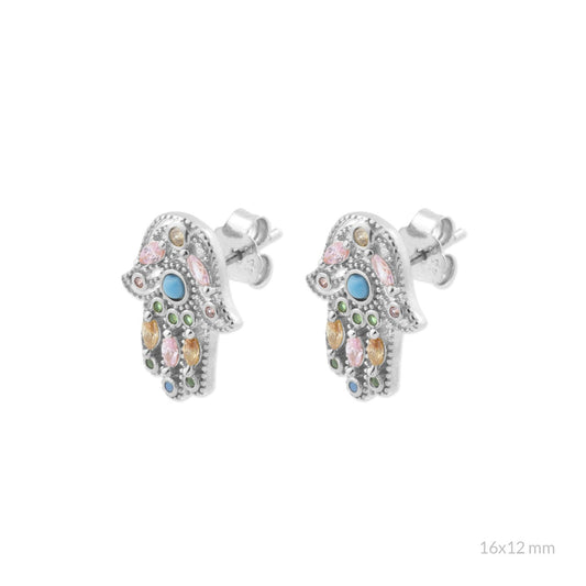 Pendientes Hamsa Amuleto Stud - Mano de Fátima