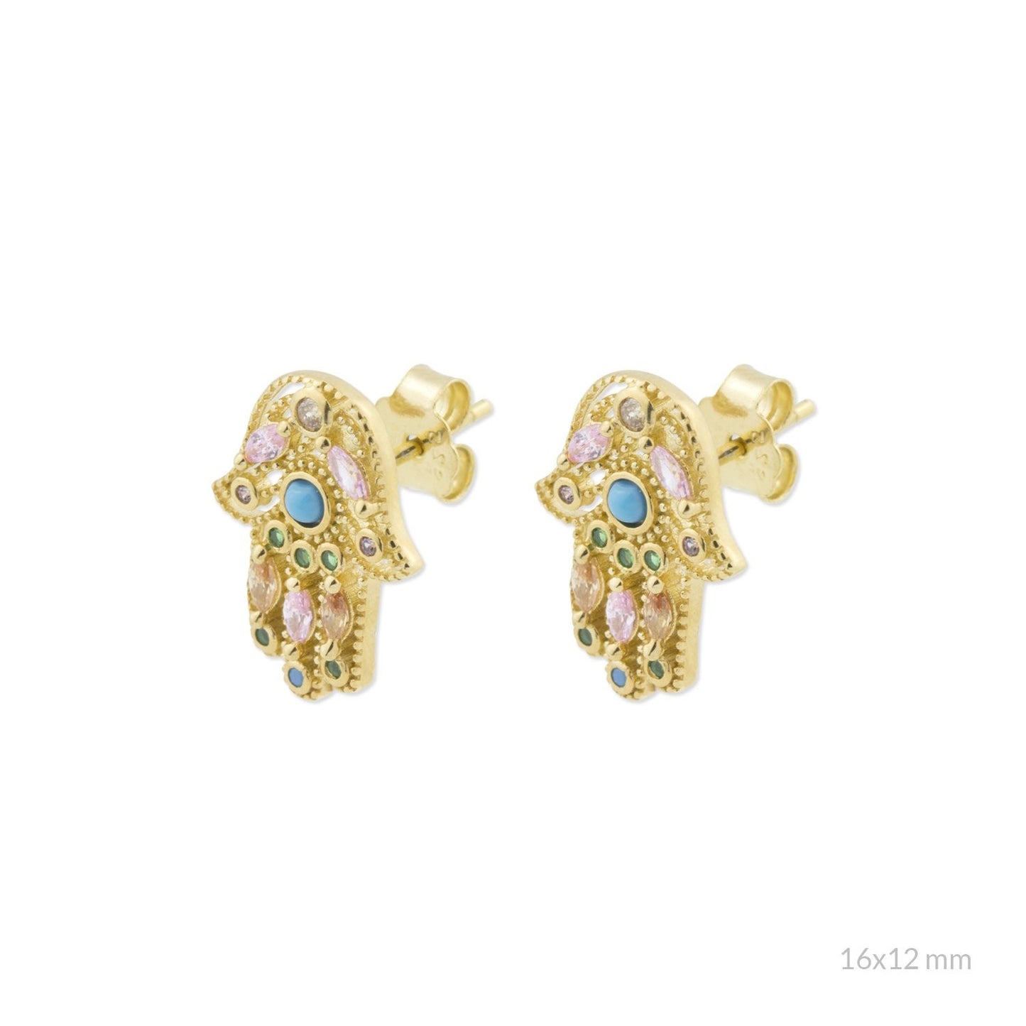 Pendientes Hamsa Amuleto Stud - Mano de Fátima