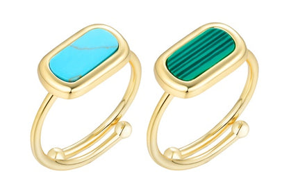 Anillo abierto Malaquita o  Turquesa