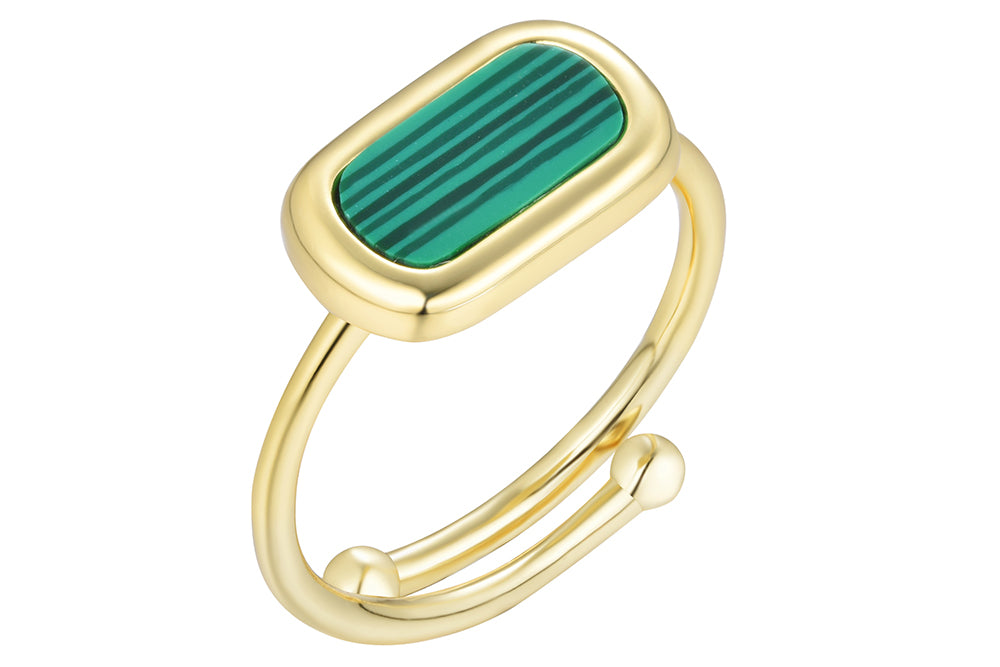 Anillo abierto Malaquita o  Turquesa