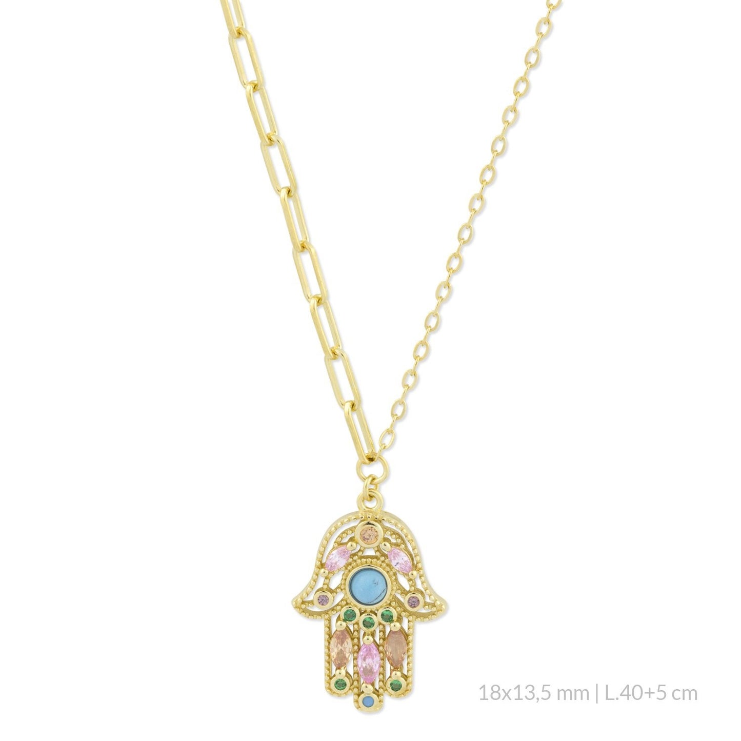 Gargantilla Hamsa Amuleto Asimétrico - Plata de ley 925