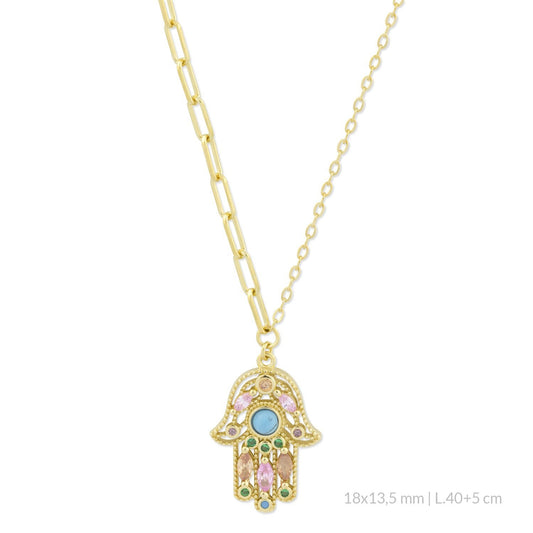 Gargantilla Hamsa Amuleto Asimétrico - Plata de ley 925