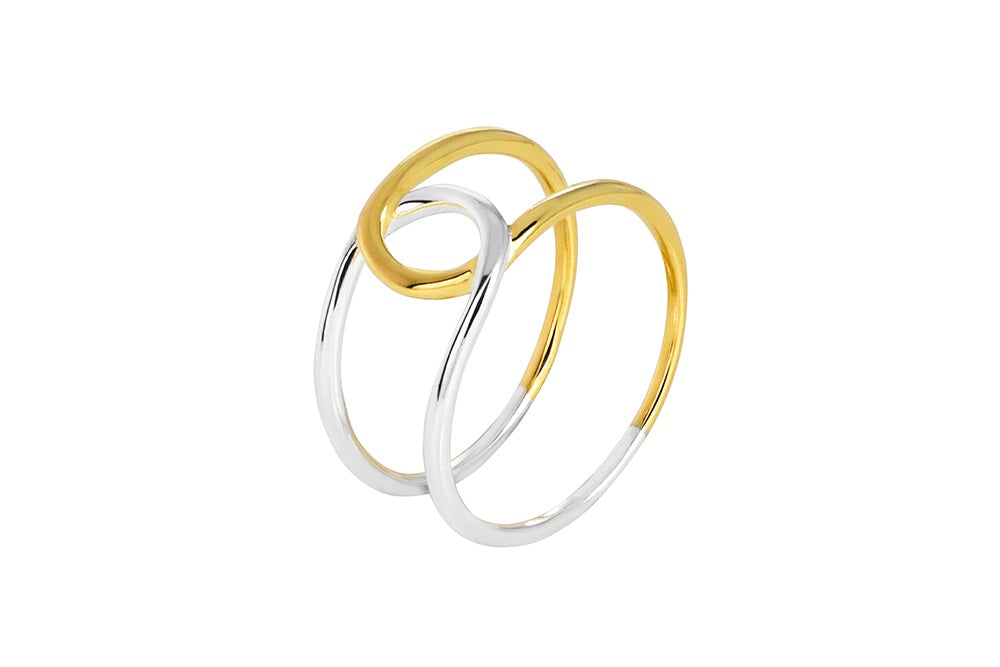Anillo líneas bicolor.