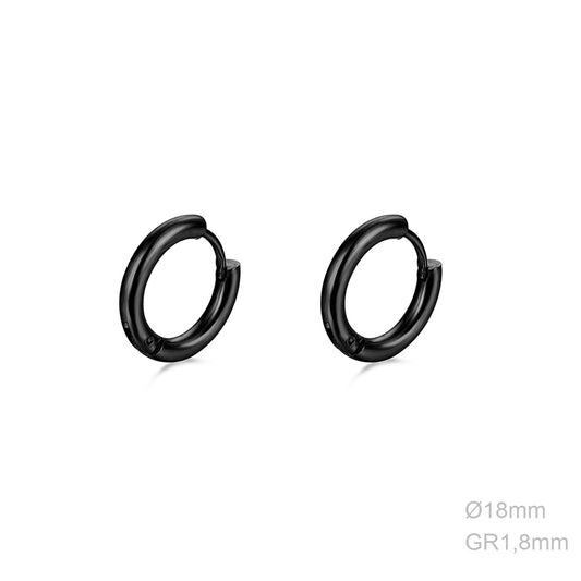 Pendientes 18 mm Negro