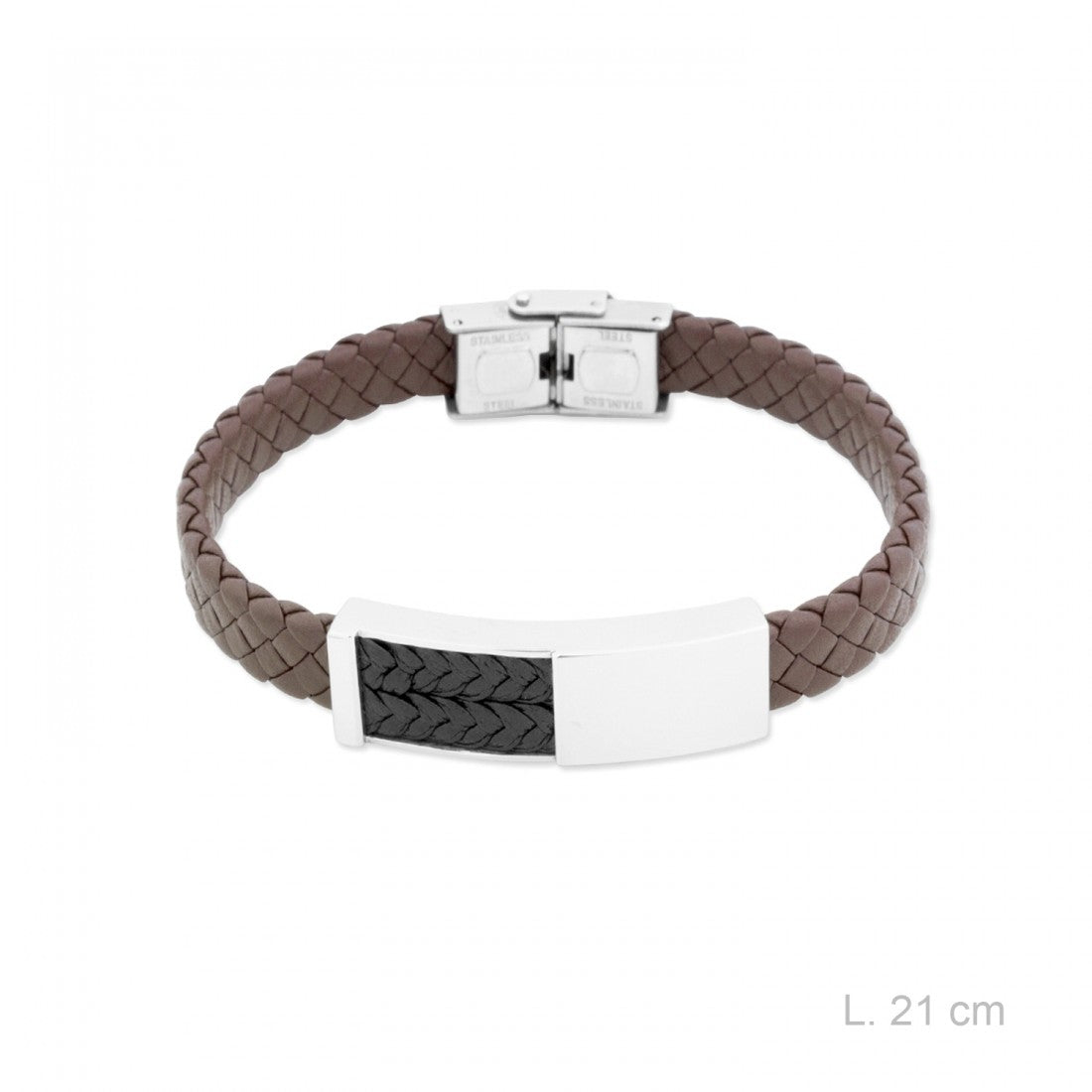 Pulsera Acero Inoxidable Trenza marrón