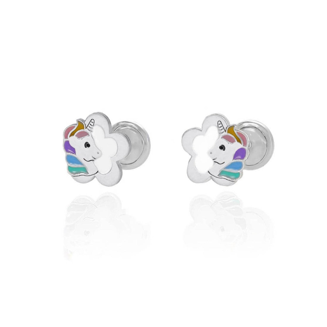 Pendientes "Unicorn Magic" – Plata de Ley 925 con Esmalte Multicolor