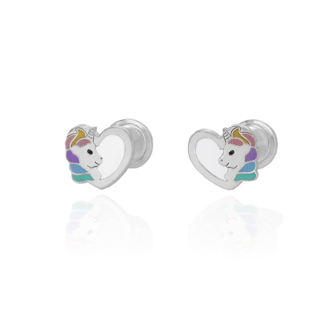 Pendientes "Unicorn Magic" – Plata de Ley 925 con Esmalte Multicolor