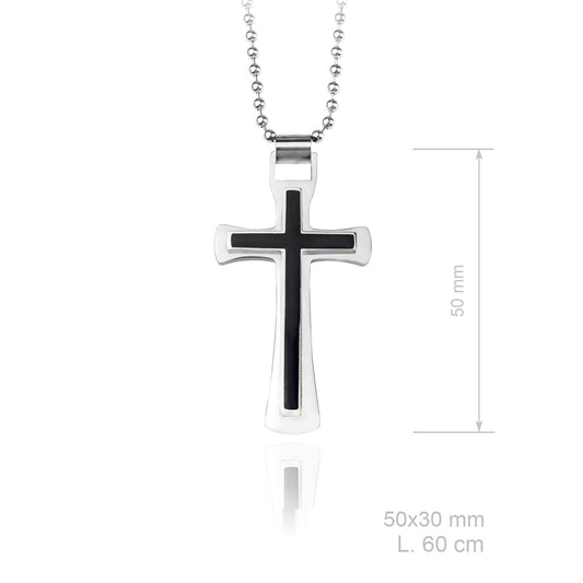 Colgante acero Cruz Negra + Cadena