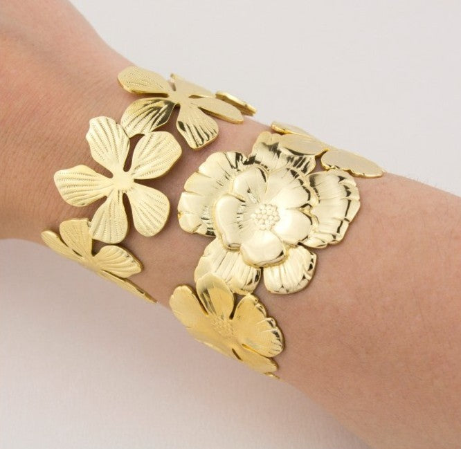 Brazalete Flores Dorado