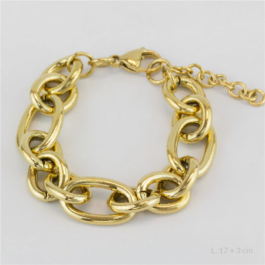 Pulsera Eslabón Ancho Dorada