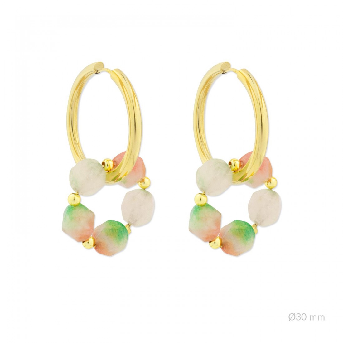Hoop Earrings with Stones 30mm