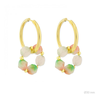 Hoop Earrings with Stones 30mm