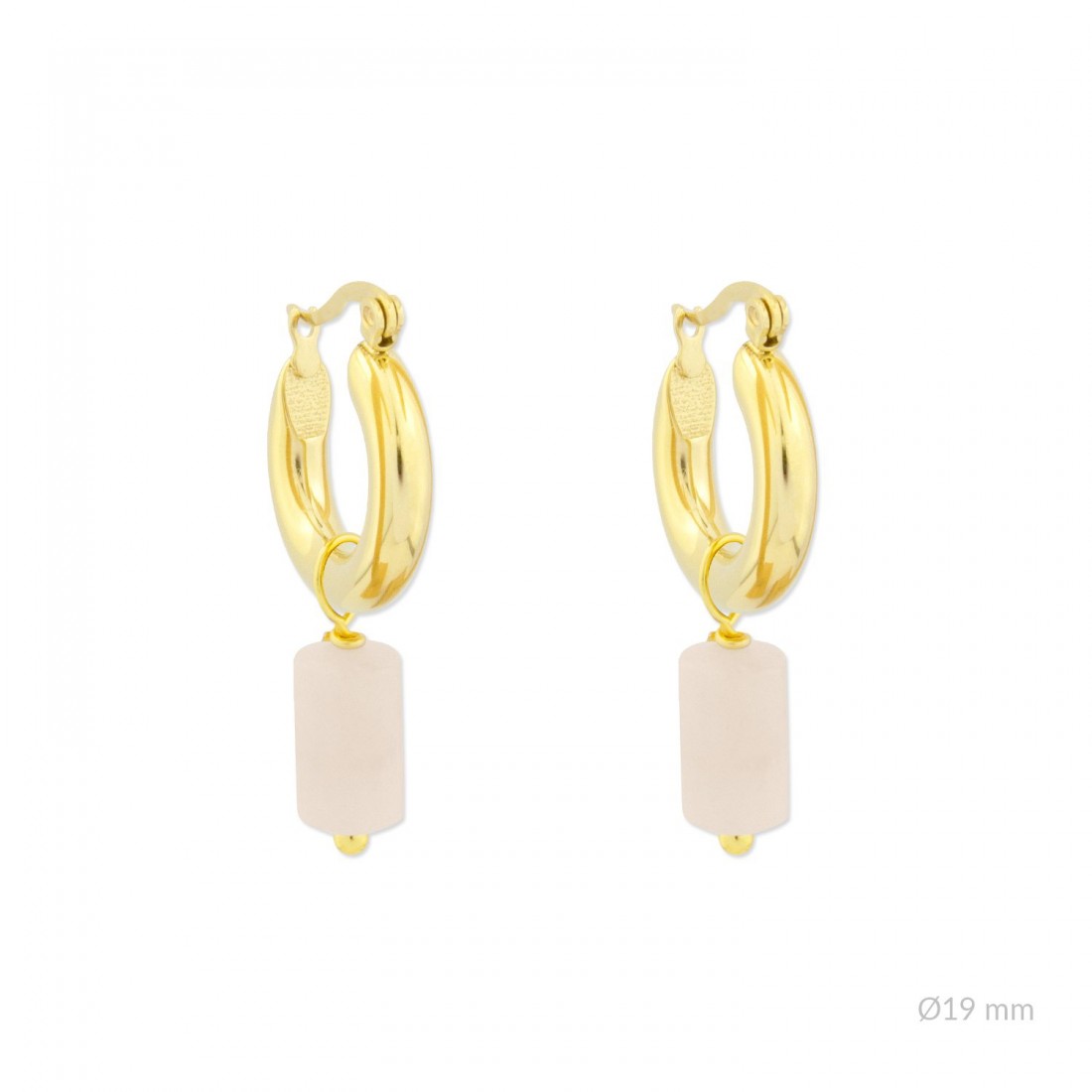 Pendientes Acero Piedra Rosa