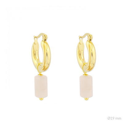 Pendientes Acero Piedra Rosa