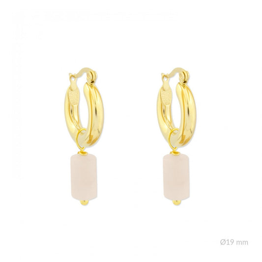 Pendientes Acero Piedra Rosa