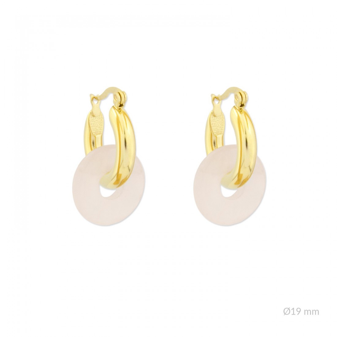 Pendientes Acero y Piedra Redonda