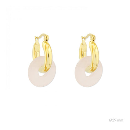 Pendientes Acero y Piedra Redonda