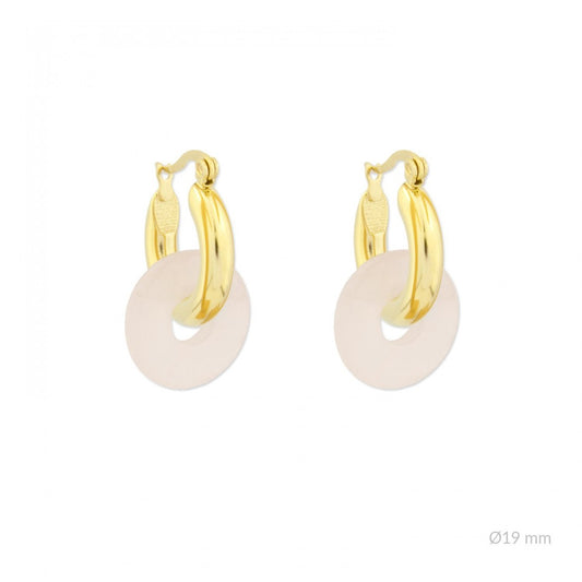 Pendientes Acero y Piedra Redonda