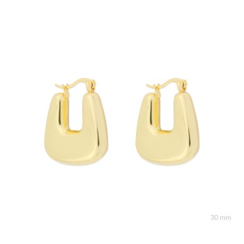 Aros Acero Cuadrados Dorados