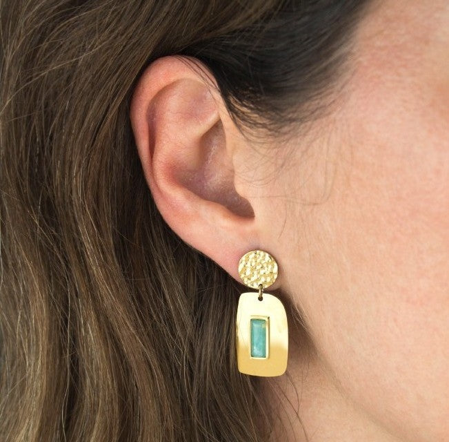 Pendientes Cuadrado verde